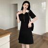 Summer New Large Size Polo Collar Niche Design Sense Contrasting Color Waist Fat Mm Catties Meat Cover Thin Dress