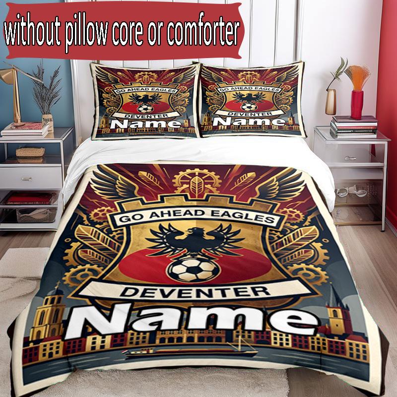 3pcs Duvet Cover Set (1*Duvet Cover + 2*Pillowcase, Without Core), Custom Name Go Ahead Eagles Pattern Bedding Set, Home Bedroom Decor Gift