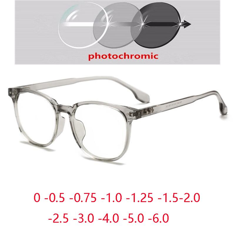 Transparent Gray TR90 Computer Optical Glasses EyeglassFrame Anti Blue Rays Oval Short-sight Eyeglasses Prescription 0 -0.5 -0.75 To -6