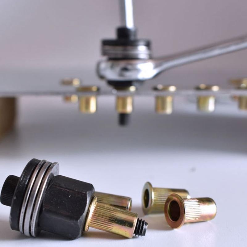 Hand Rivet Nut Head Set Rivet Nut Kit Manual Riveter Tool Accessory For Auto License Plates Metal Works