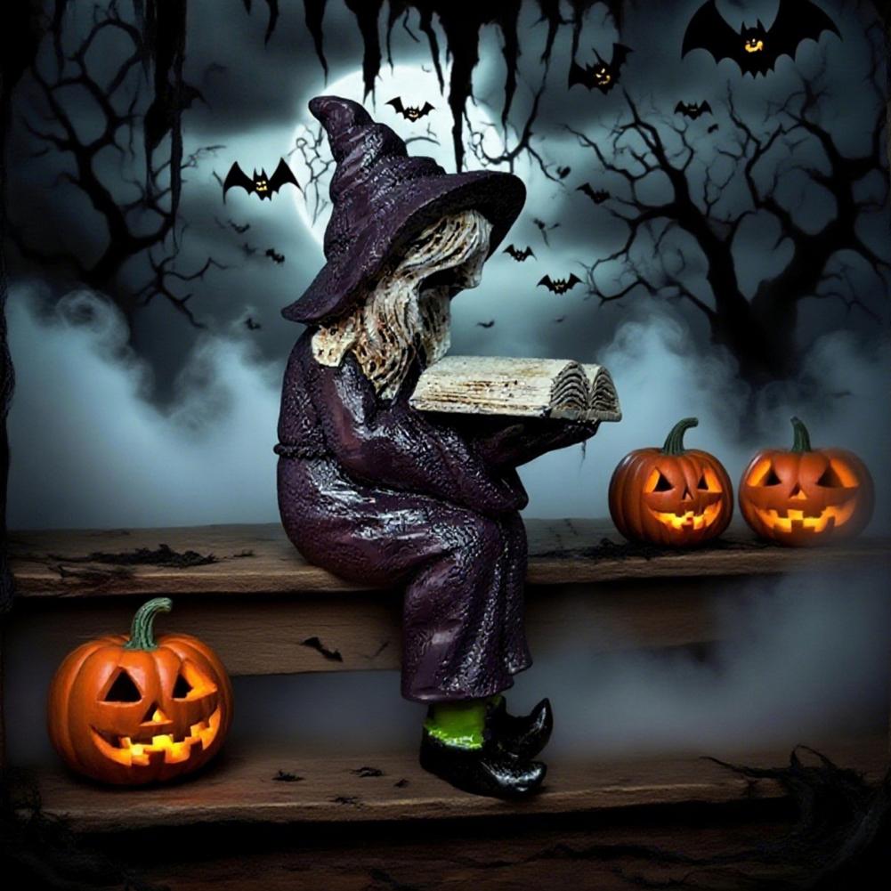 Witch Ornament for Halloween Multi-scene Witch Decoration Witch Figurine Resin Collectible Ornament for Home Decor for Bookshelf