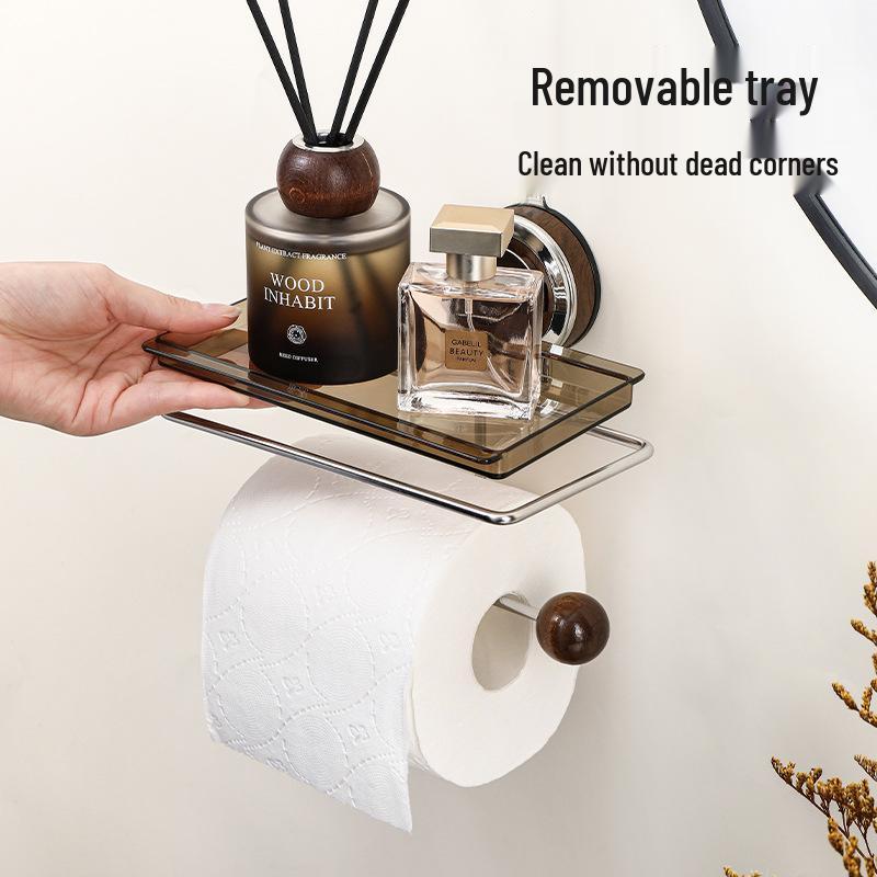 Wall-Mounted Luxury Suction Cup Toilet Paper Holder & Storage Rack