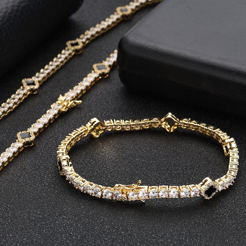 NY Fashion Design Dainty Tennis Chain Gold/Silver Plated Zircon Bracelet Luxury Hip Hop Jewelry for Men Women party Gift
