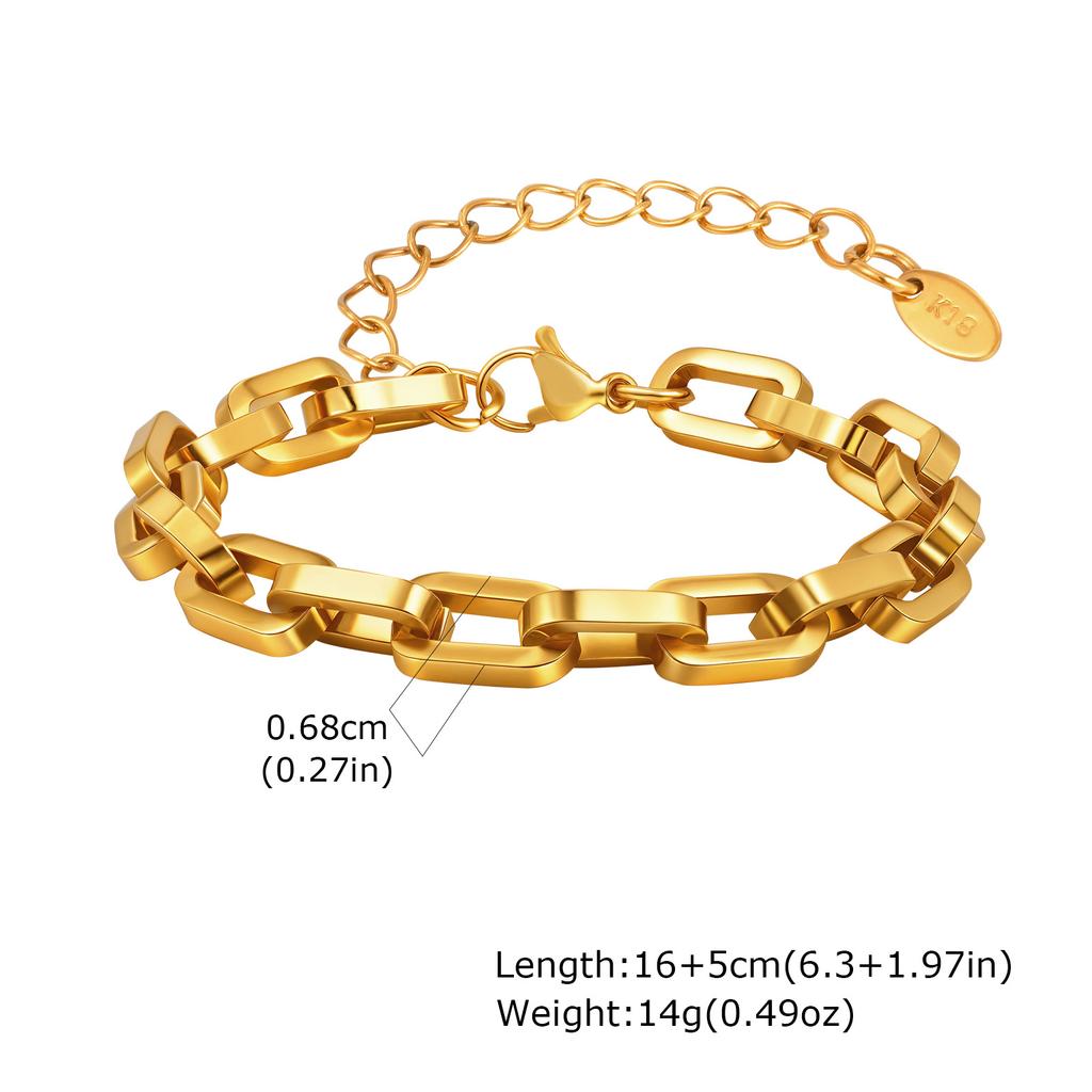Chunky Bold Toggle Bracelets for Women, Stainless Steel OT Buckle Link Chain Bracelet Gold Plated Tarnish Free