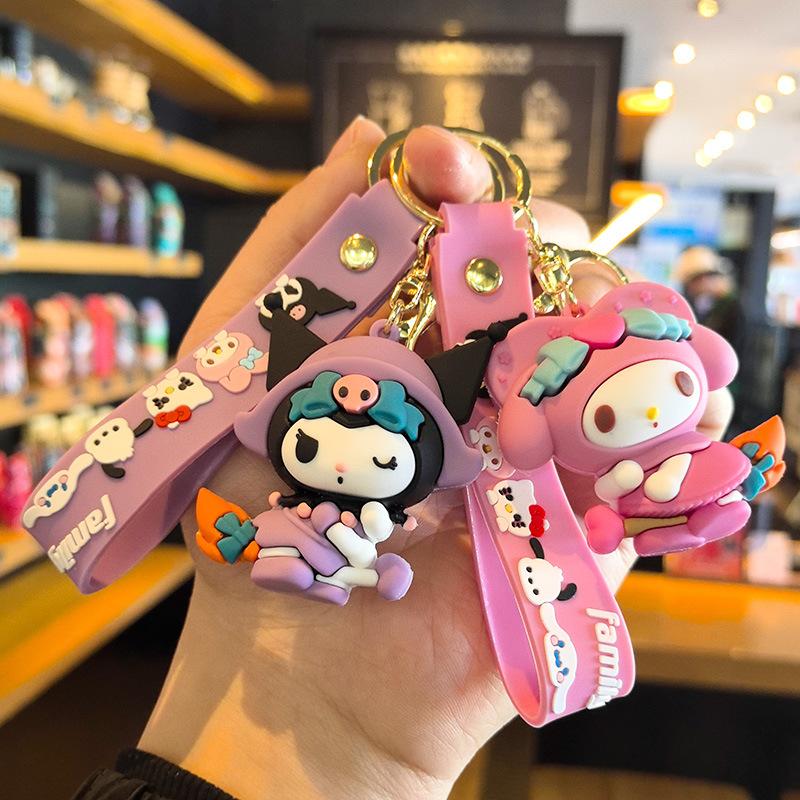 New Magical Cute Cartoon Sanrio Keychain Hello Kitty Doll Kurorumi Key Ring Schoolbag Y2k Fashion Toys Anime Cartoon Frind