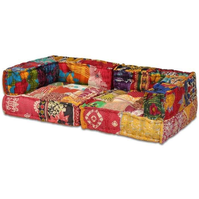 Pouf modulaire 2 places - VIDAXL - Patchwork Tissu - Confort moelleux - Design ethnique