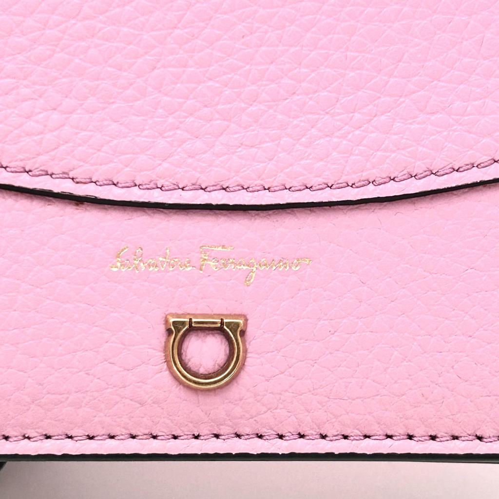 [Pre-Owned] Gancini Pink Leather Wallet With Gold Hardware - Excellent #1ER55RH