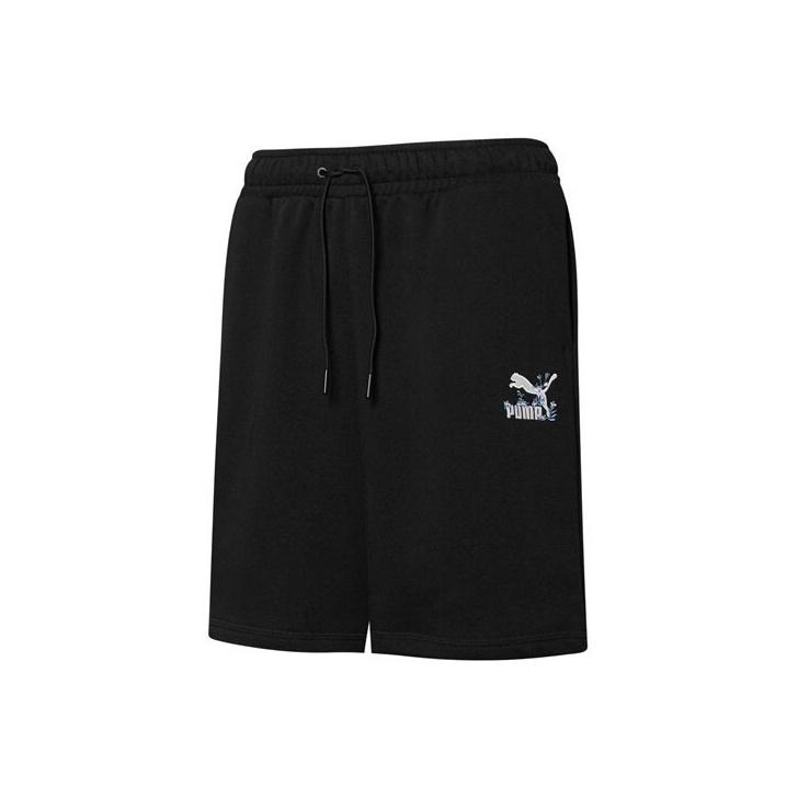 Puma Floral Embroidered Logo Drawstring Sports Shorts Women shorts Black 533213-01 XL
