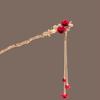 Retro Roter Haarstab Chinesischer Stil Hanfu Quaste Frauen Blumen Essstäbchen Legierung Haarnadel Frau Schmuck Haarspange Accessoires