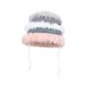 Autumn and winter dopamine stripes contrasting colors plush fisherman's hat children's warm ear protectors knitted hat versatile strap wool hat