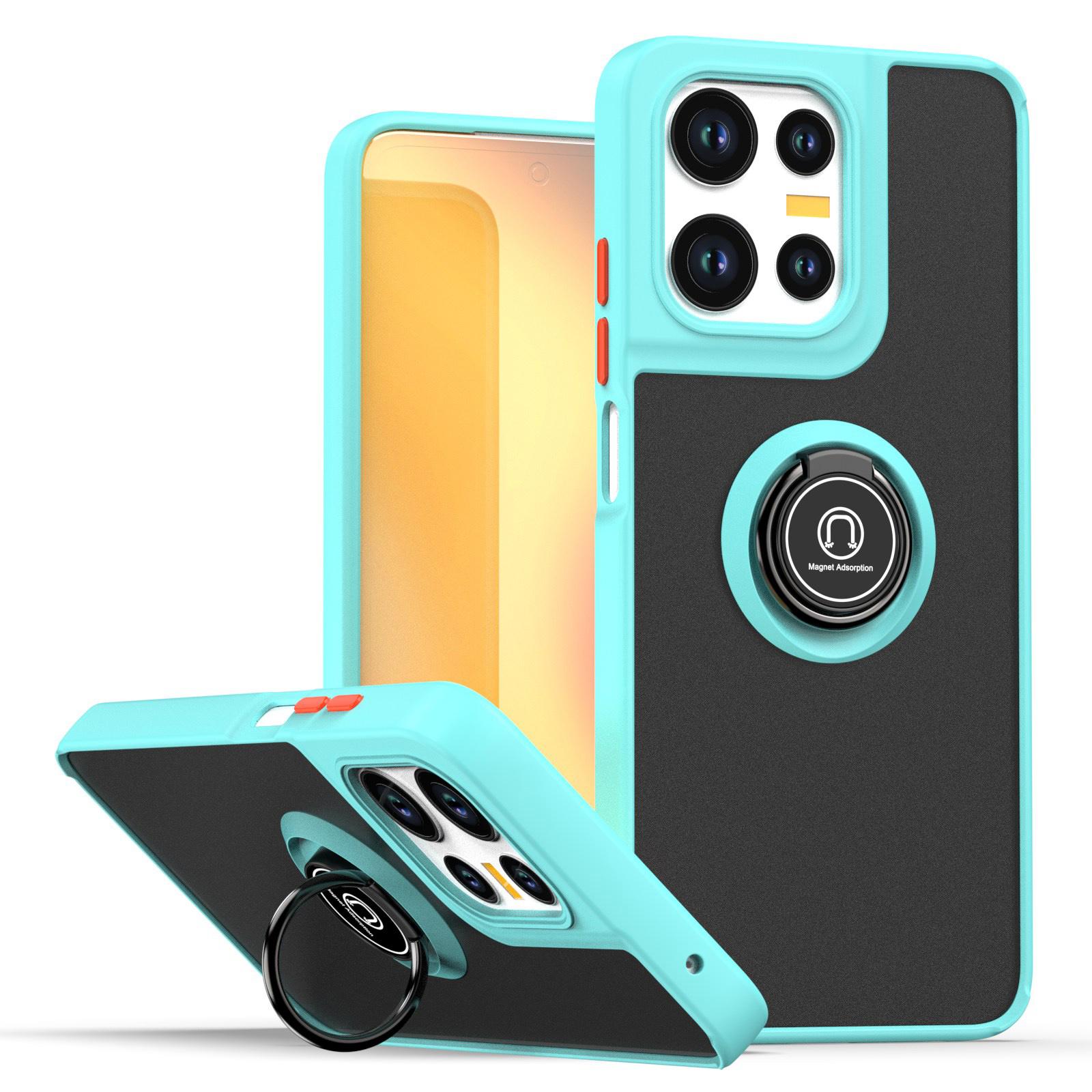 

Shockproof Matte Armor Phone Case For Motorola Moto G75 5G Magnetic Ring Holder Stand Hard PC Back Cover Moto G75 5G небо синє кольору