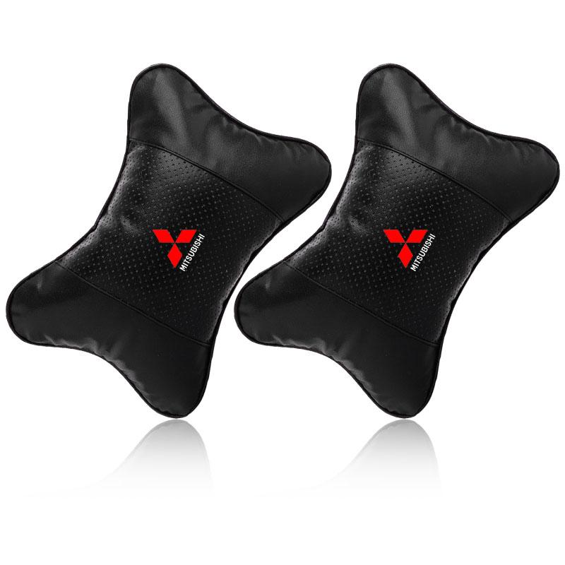Car Neck Pillows Both Side Pu Leather Headrest Head Pain Relief Car Pillow For Mitsubishi ASX I200 Outlander Pajero Eclipse Lancer