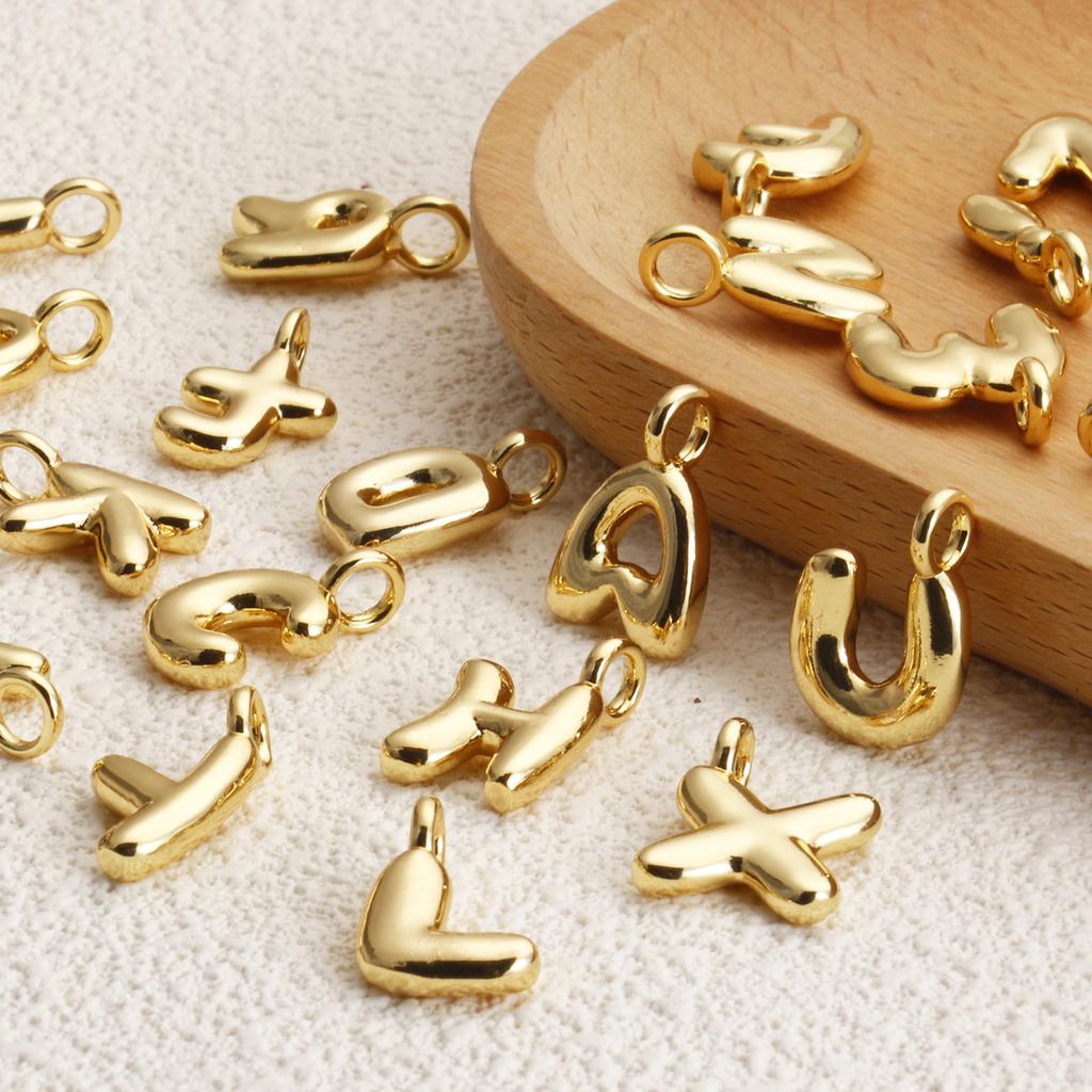 1 Stück Messing Charms Buchstabe Großbuchstaben Initialen "A-Z" 18K Echtsilber Vergoldet Anhänger Personalisierter Schmuckherstellung Zubehör