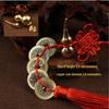 Red String Chinese Knot Copper Gourd & Five Emperors Coins Hanging Ornament for Home or Car