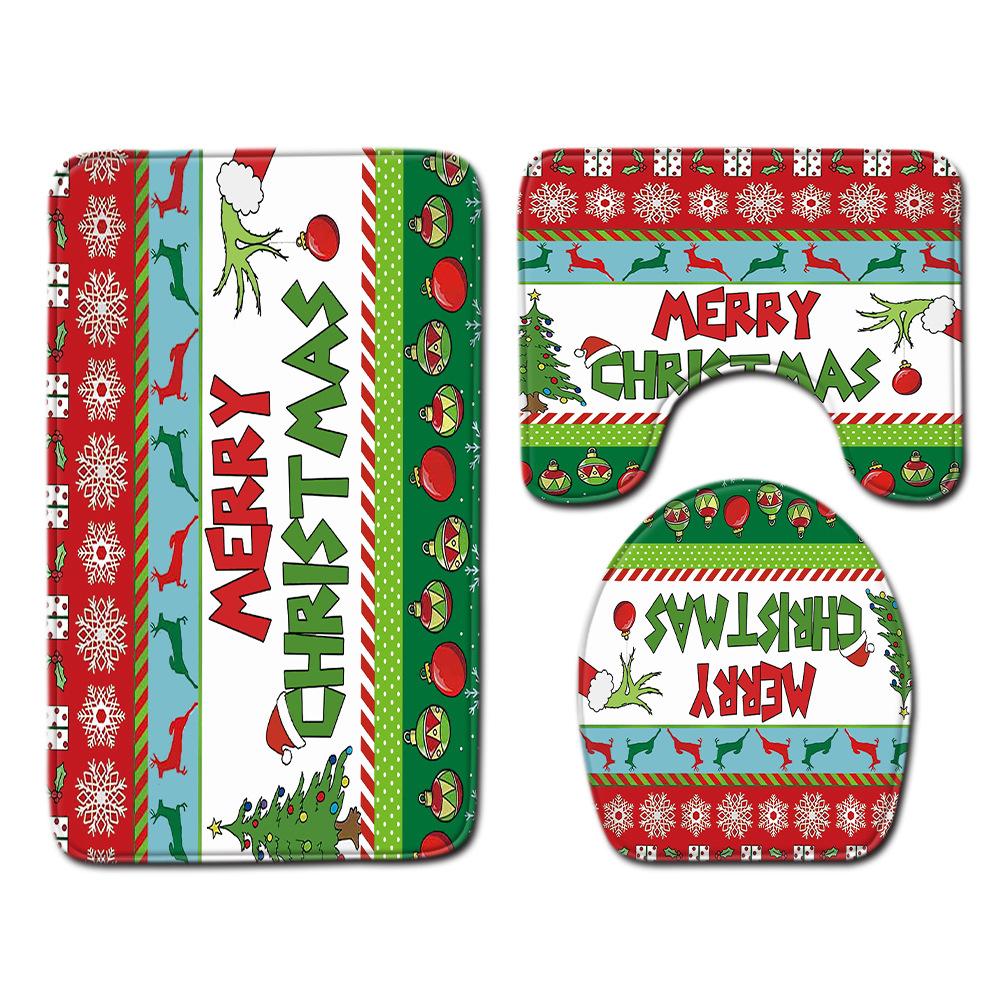 3D Toilet Floor Mat Bathroom Mat Christmas Three-Piece Foot Mat E-Commerce