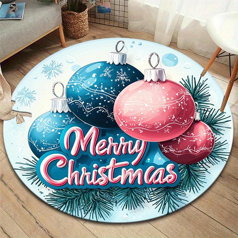 

1pc Soft, Absorbent & Non-Slip Celebrate Christmas Round Rug, Perfect for Entryway, Living Room, Bedroom Decor, Machine Washable Flannel Mem 80cm by 80cm