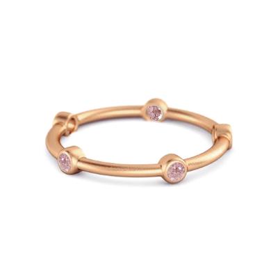 Pink CZ Minimal Stackable Band Women Wedding Ring  - 925 Sterling Silver Rose Gold Vermeil