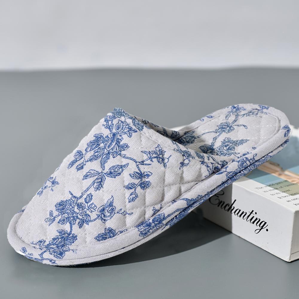 Módní korejské dámské pantofle, modré porcelánové měkké pohodlné tiché vnitřní pantofle, velikost 37-45 pro ženy