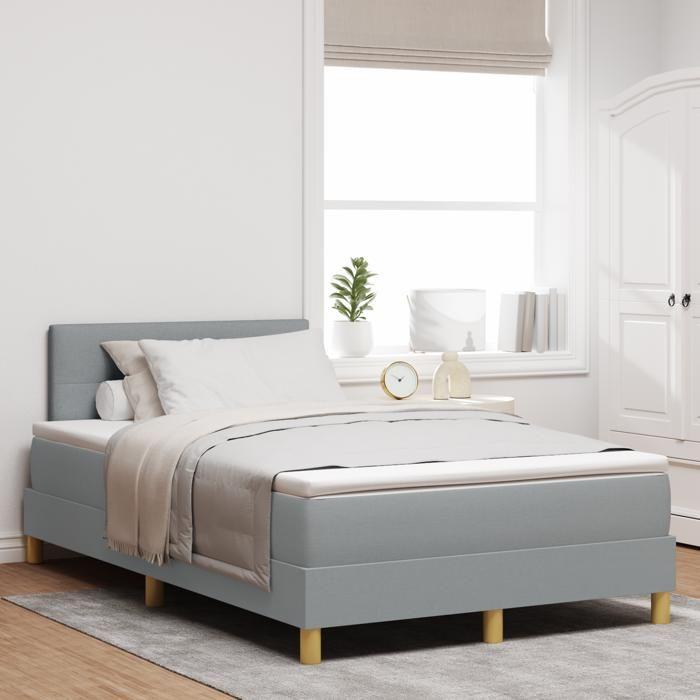 VidaXL Lit Box Spring avec Matelas Gris Clair 120x200 cm en Tissu 3338678