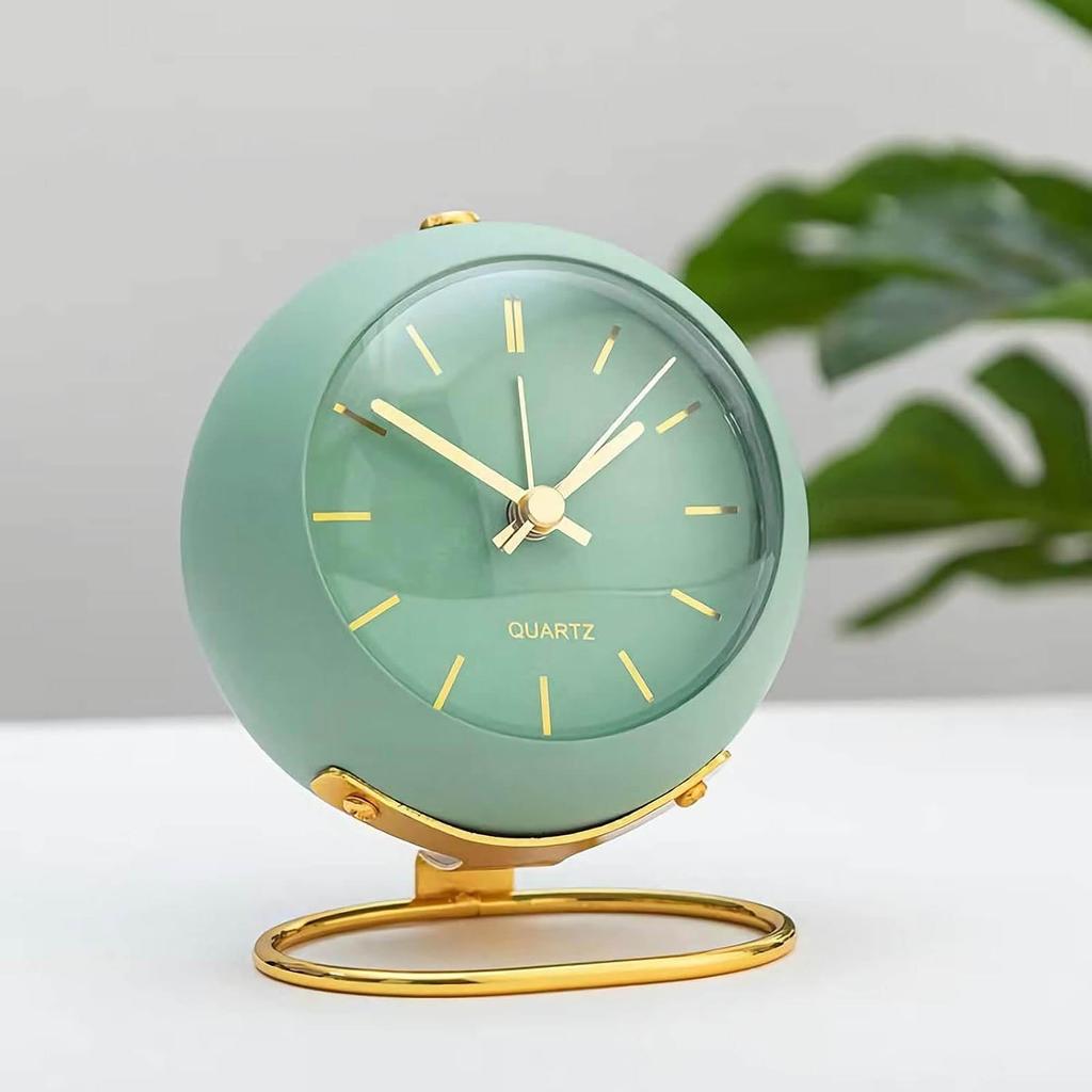 4-Zoll-Analogwecker, kleine Retro-Tischuhr, leise, kein Ticken, Nachttischuhr mit Nachtlicht