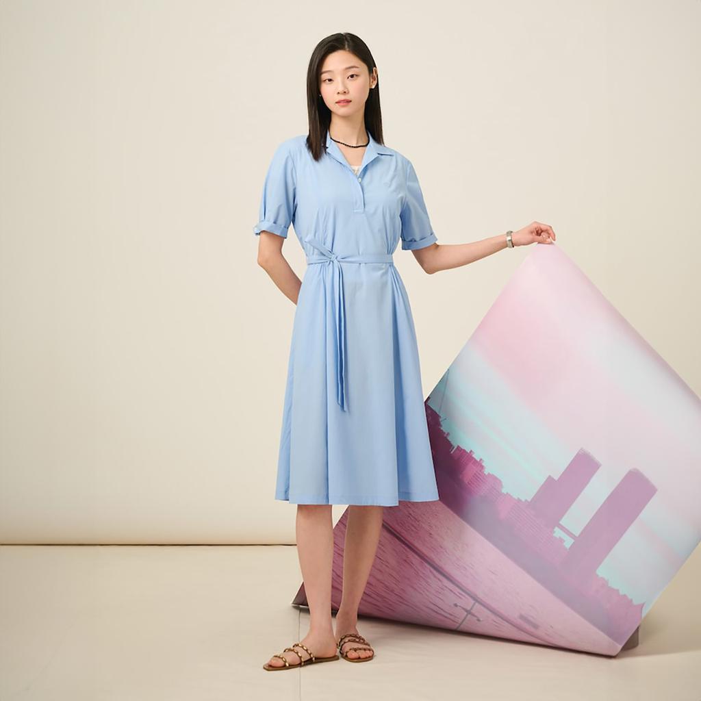 Binpolleidiseu Nylon Blend Short Sleeve Dress Sky Blue (Bf5471C05Q)