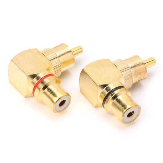 2Pcs RCA під прямим кутом між чоловічим і жіночим позолоченим роз’ємом 90 градусів адаптер