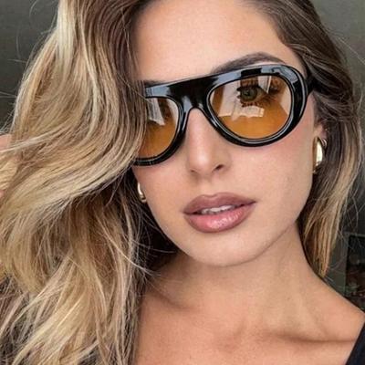 Gafas de Sol Ovaladas Vintage Mujer Moda Punk Montura Sombras Marca de Lujo Moda Diseño Leopardo Tendencia Gafas Redondas UV400