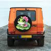 2D Flat Printing 1pc Cute Frog With Pink Skirt For Lotus Leaf Printed Car Tire Cover, Universal Stylish Spare Wheel Protector, P