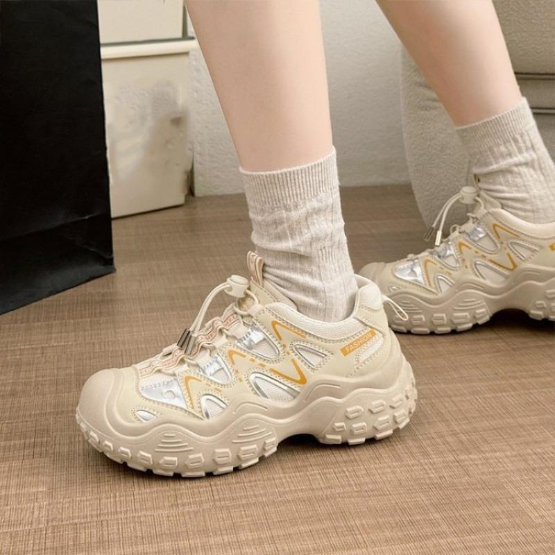 ins shoes women's fashion outdoor casual hiking shoes mesh lace-up retro platform sneakers