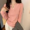 Lazy Style V-neck Pullover Long-sleeved Sweater for Women Autumn and Winter New Slim Fit Inner T-shirt Bottoming Shirt Trendy