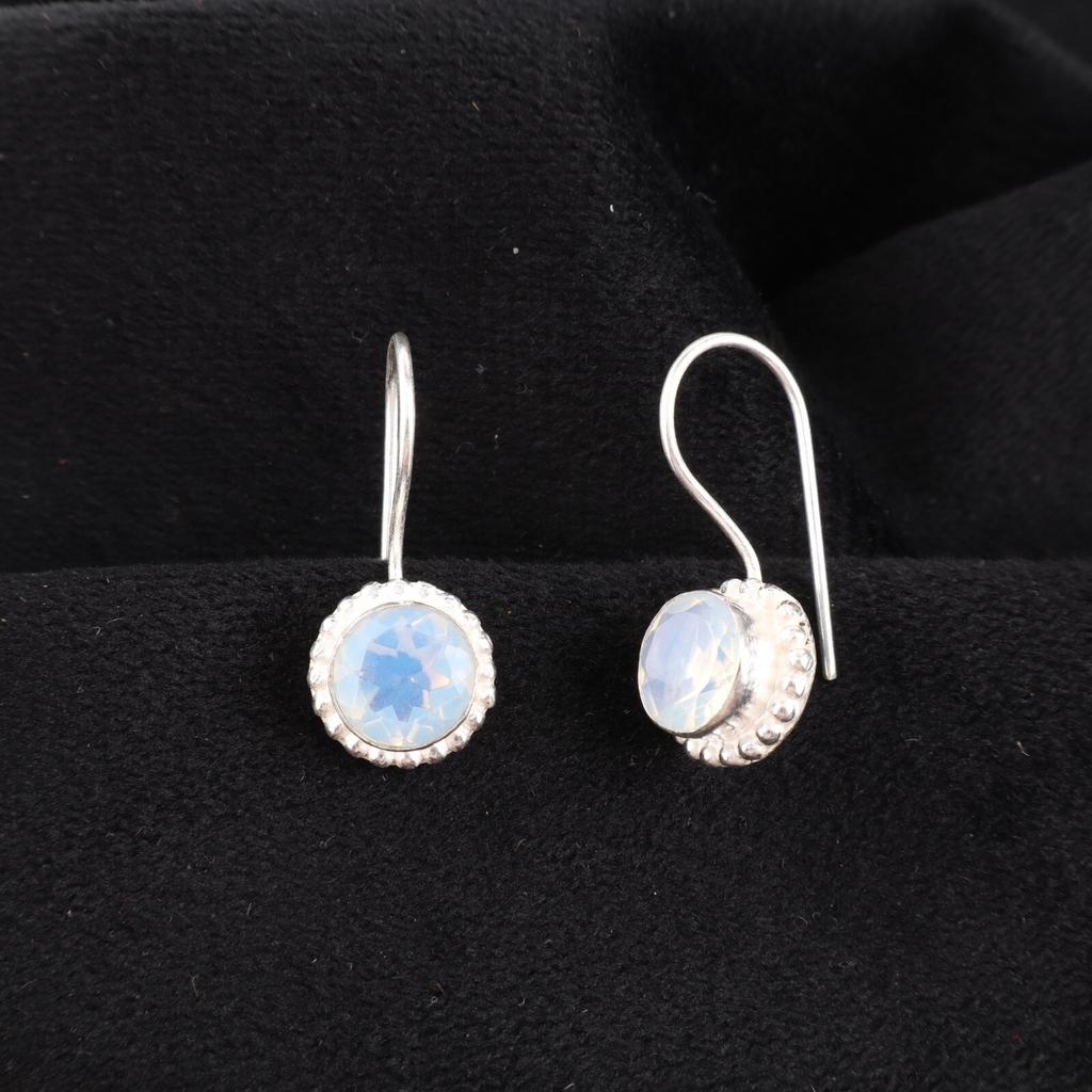 Milky Opal Gemstone 925 Sterling Silver Jewelry Handmade Women Earrings 0.93" EE-177-17