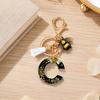 Dried Flower Letter Charm Bee Keychain Pendant Resin Black 1 Pc