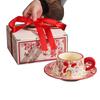 Festive Red Rose Cups And Saucers, Wedding Gifts, High-End Souvenir Sets For The Newlyweds, High-End And Exquisite Gifts For Girlfriends