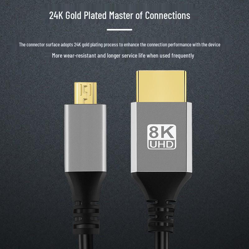 8K HDMI To Micro HDMI 2.1 Cable for Computers, TVs, Cameras, and SLRs