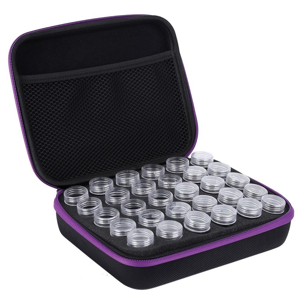 

30 Slots Diamond Embroidery Box Portable Clear Box Bead Storage Box Double Seal Shockproof Design Diamond Painting Storage фиолетовый