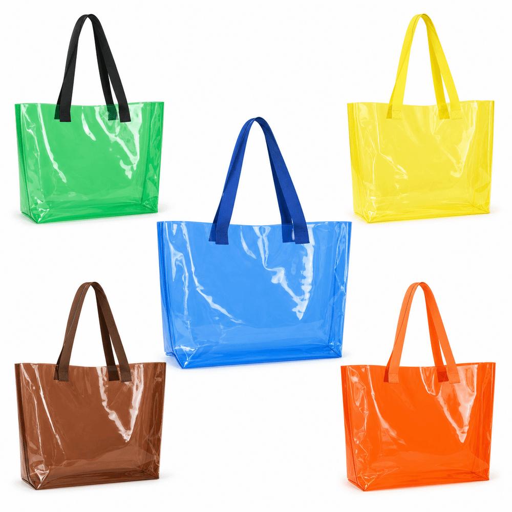 Nuova Borsa Trasparente in PVC Riutilizzabile Borsa a Spalla Solida Borsa Tote Colore Gelatina Viaggio all'Aperto
