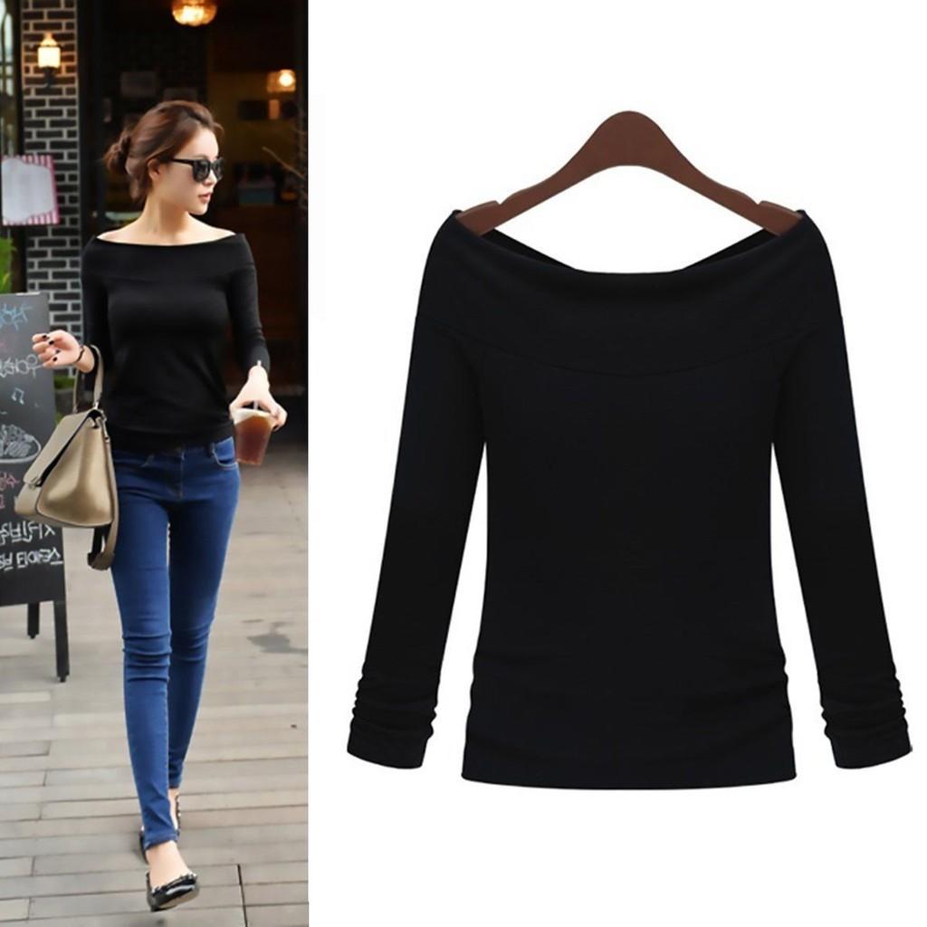Fashion Women Ladies Casual Cotton Blend Pullover Long Sleeve Loose Tops Tee Blouse For Comfortable Everyday Wear