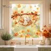 Seasonal Window Films 2Pcs Fall Maple Leaves Animals Static Stickers, Autumn Squirrel/Hedgehog/Rabbit/Raccoon Glass Removable Decor PVC Waterproof