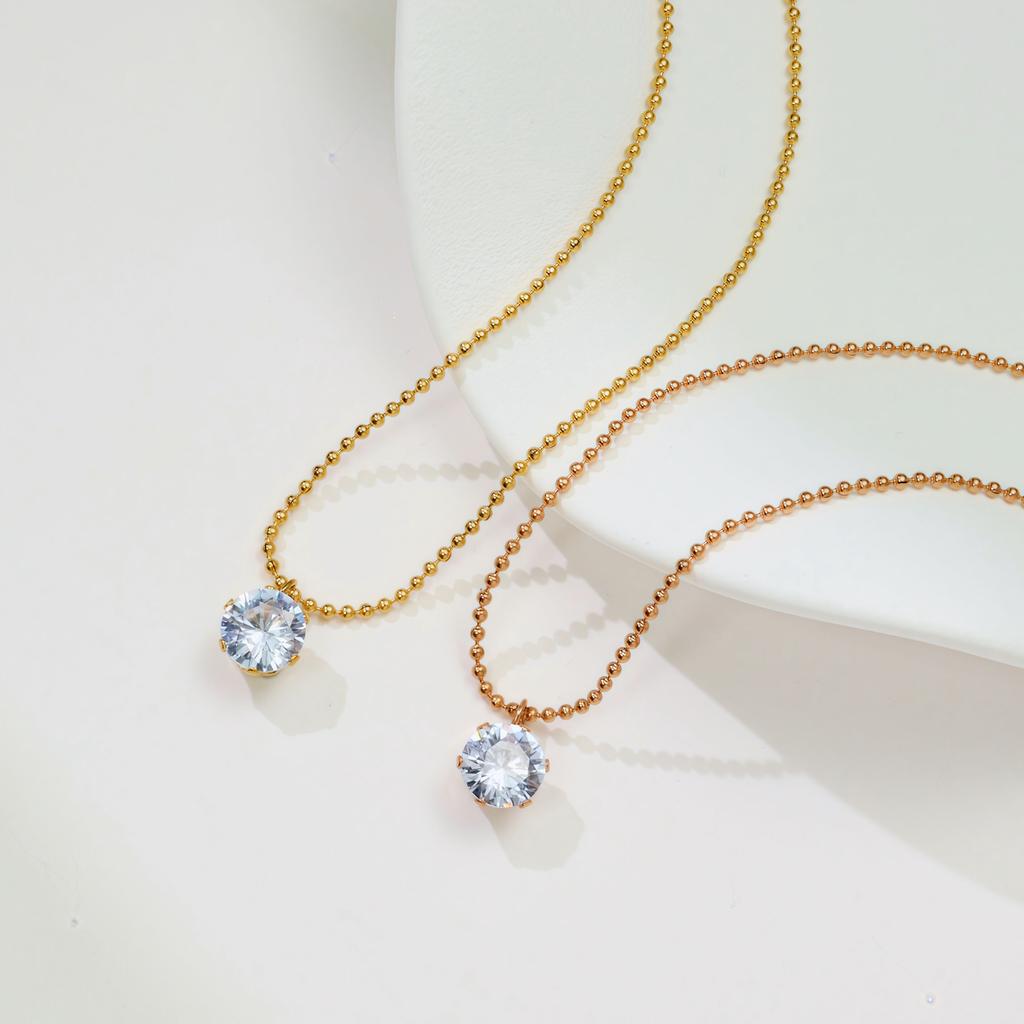 Wind Titanium Steel Rose Gold Collarbone Chain, Six-Claw Zircon Collarbone Chain, Temperament, Small Single Diamond Necklace, Women