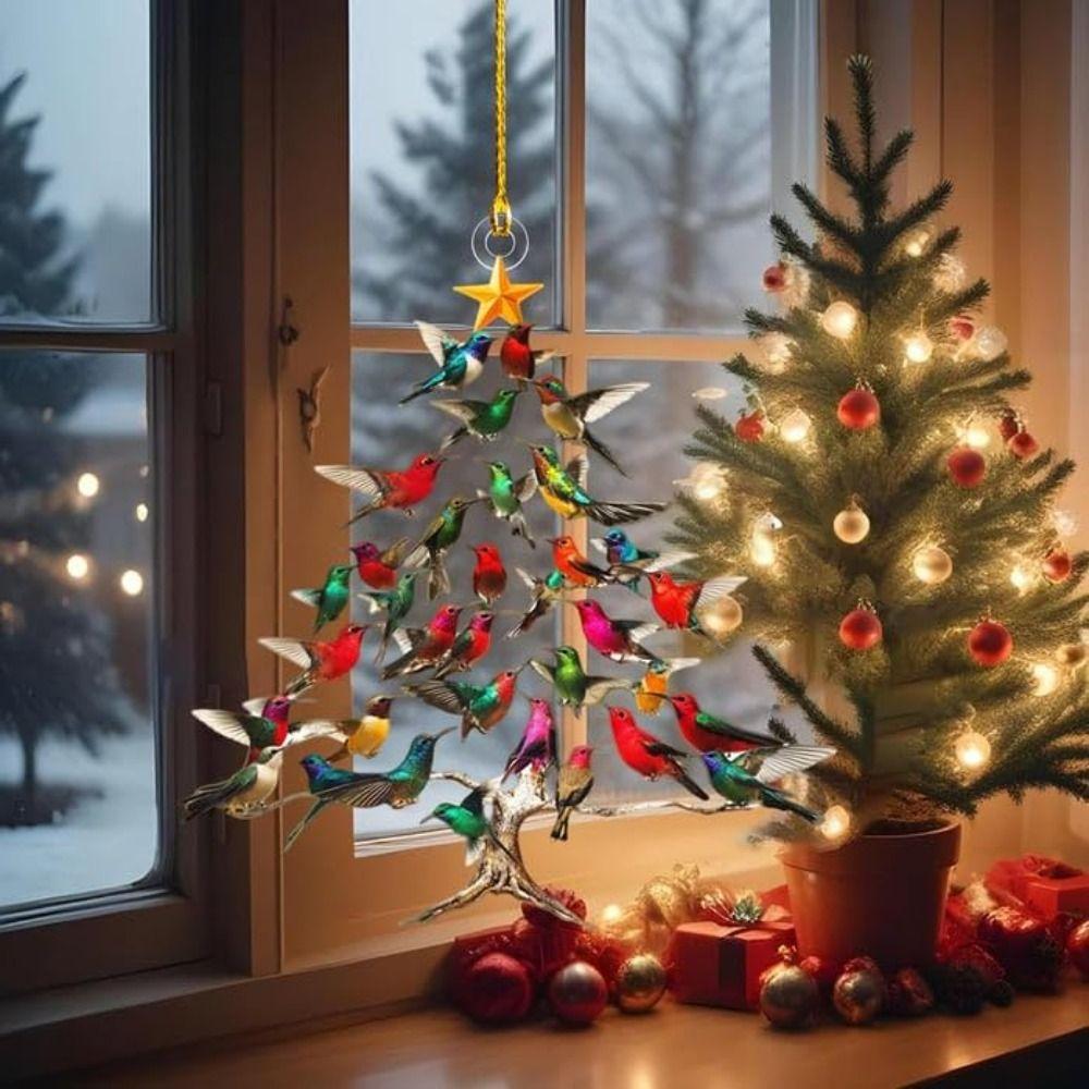 1/5Pcs 2D Hummingbird Christmas Ornament Acrylic Christmas Tree Ornaments  Home Decor