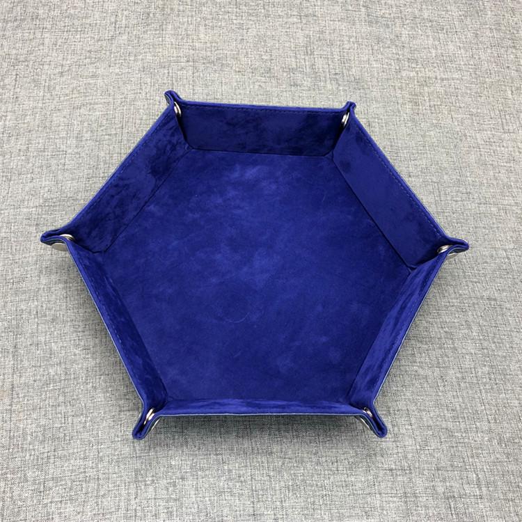 

Hexagonal PU Velvet Foldable Dice and Jewelry Storage Tray 23x23CM королевский синий