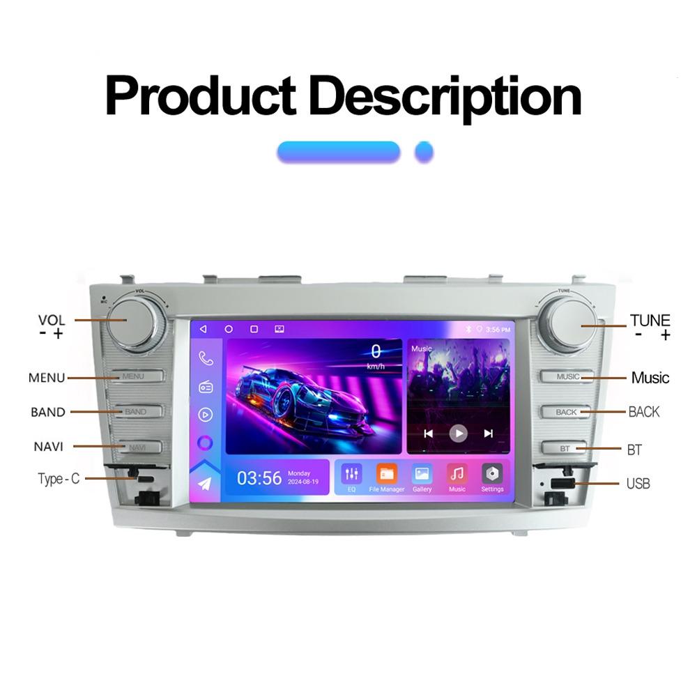 Autorádio 2Din Android 8PALCOVÉ Pro Toyota Camry XV40 2006-2011 Carplay Multimediální Přehrávač Stereo Autoaudio Hlavní Jednotka Navigace GPS 1+32GB