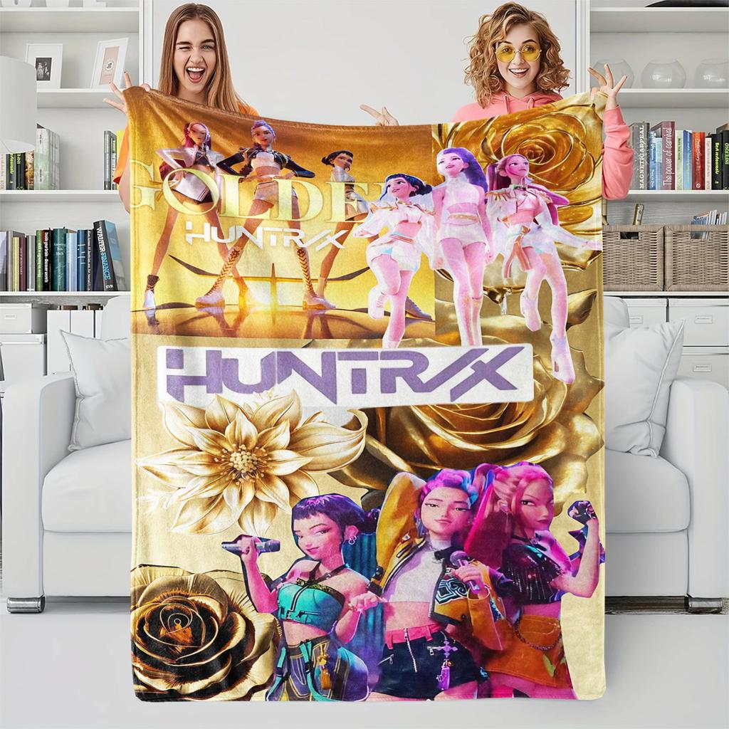 K-Pop Demon Hunters Fan Gifts Blanket Anime Flannel Throw Blanket Suitable Home Leisure Camping Travel Multifunctional Blanket