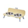 Love-heart Double Bowl Cat Bowl Stainless Steel Dog Water Bowl Cat Feeder Bowl  for Puppy and Cat