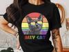 Regenboog Ally Kat T-shirt, Kleurrijk LGBT Pride Grafisch T-shirt, Unisex Kattenliefhebber Statement Shirt