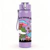 1PC Mushroom Elf Cartoon Print 750ml Color Plastic Sports Water Bottle Leakproof Flip Straw Lid Suitable for Sports Office Home Use