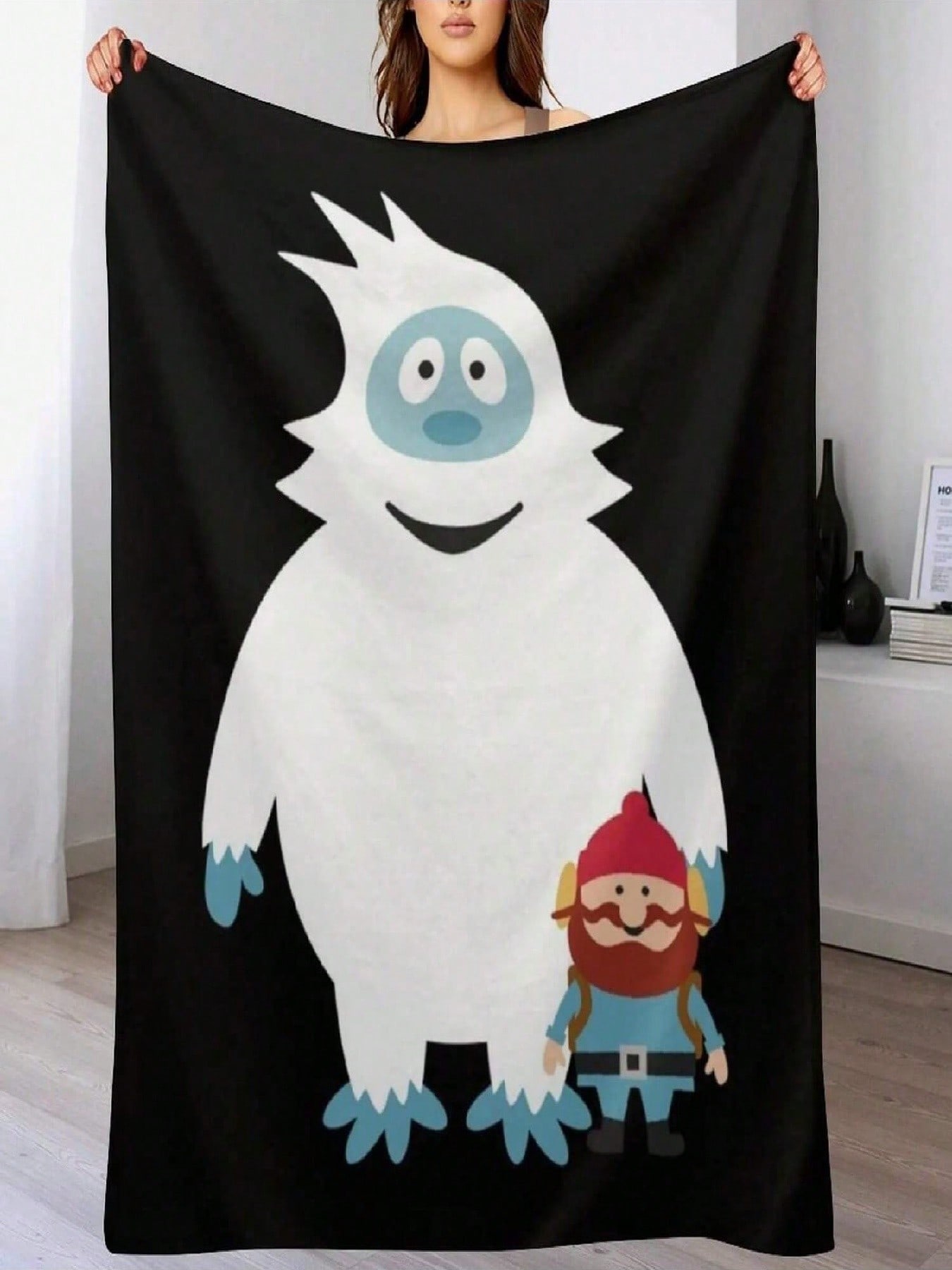 Abominable Snowman Friend T-Shirt Throw Blanket Quilt Furrys Plaid On The Sofa Warm Blankets S разноцветный