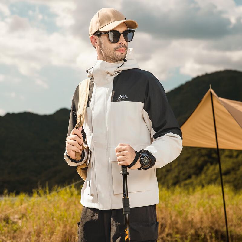 JEEP Men's Fashion Patchwork Windproof Hooded Jacket