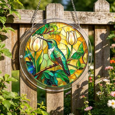 Stained Glass Effect Acrylic Puzzle Suncatcher Colorful Sunset DIY Window Hanging Ornament for Home Garden Decor Gift for Women Men Mom