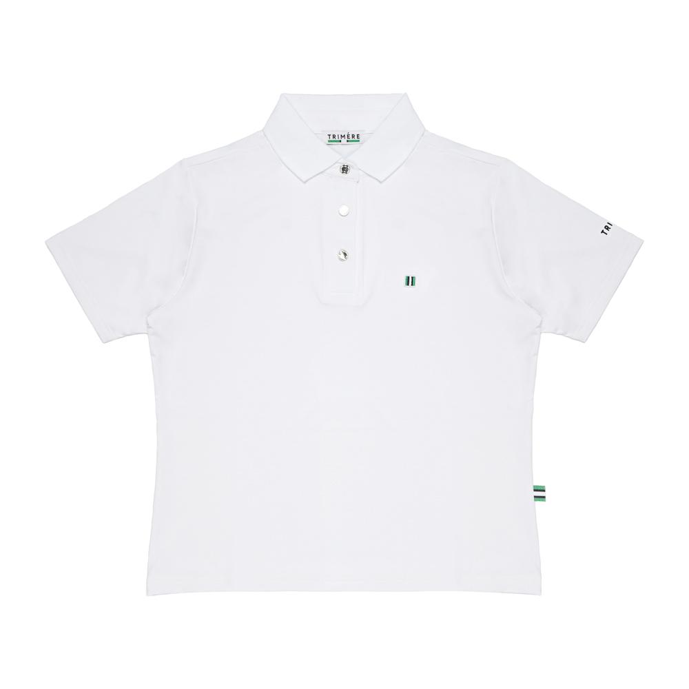 TRIMERE Simple Logo Wappen Short Sleeve Polo Tee F/L Woman White